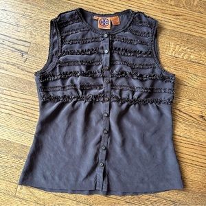Chocolate brown sleeveless Tory Burch Top